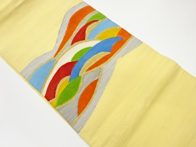 JAPANESE KIMONO / VINTAGE NAGOYA OBI / TSUMUGI / WOVEN ABSTRACT MOUNTAIN